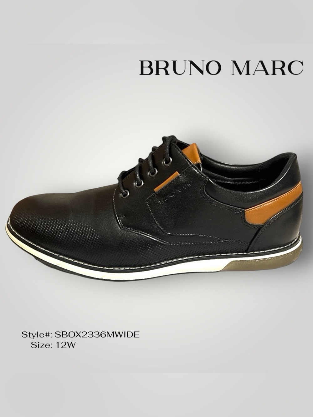 Bruno Marc Hybrid Oxford Sneaker Mens 12 Black w/brown accents Business Casual